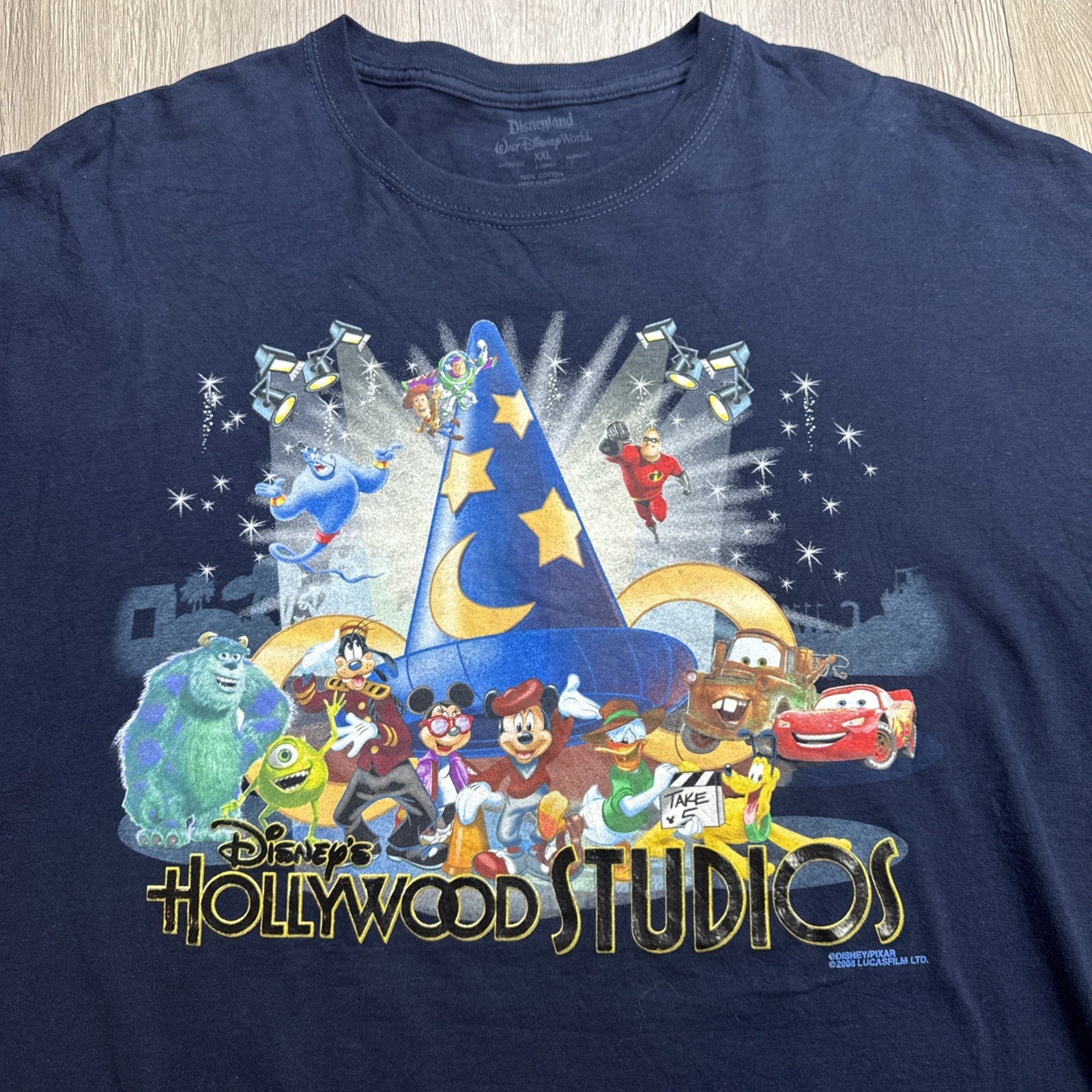 Vtg Disney Pixar Wine & Dine Pass Holder T Shirt Xxl Slim Fits Xl Lucas Film Y2k